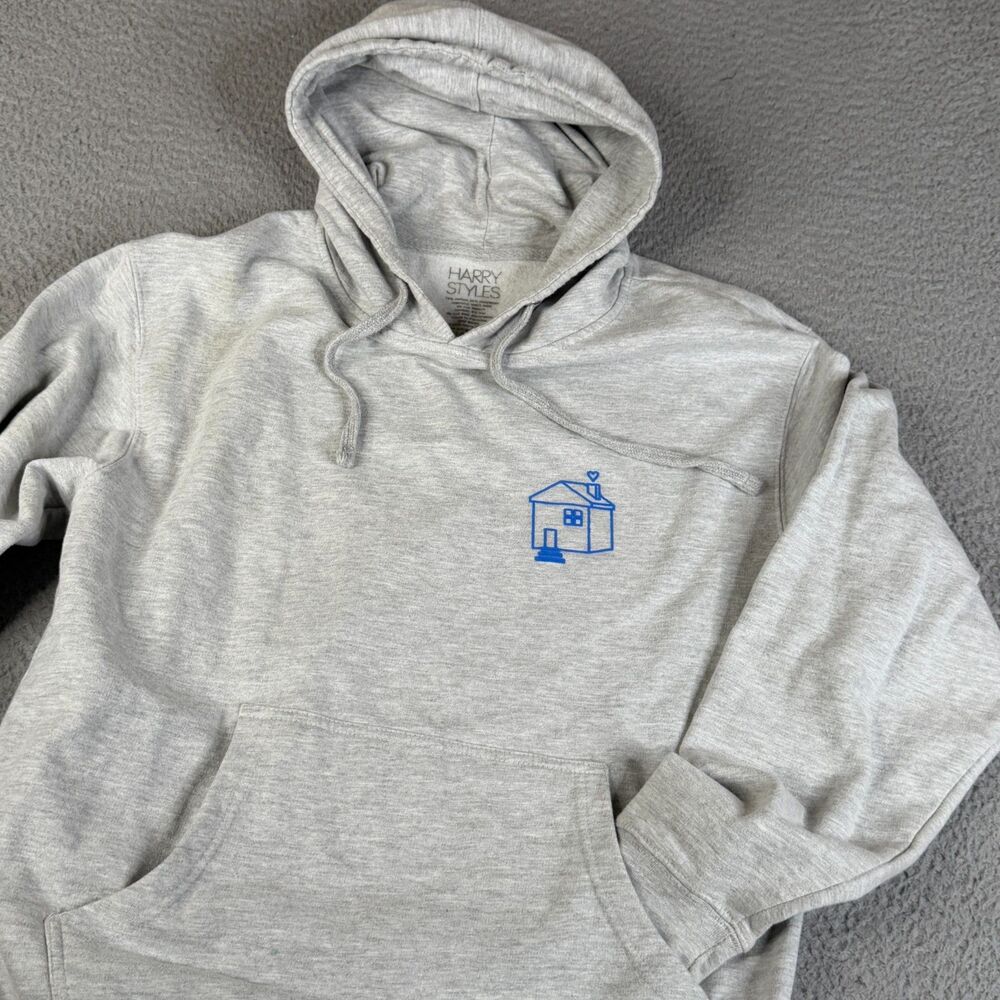 HARRY STYLES Hoodie Mens Medium Gray Harrys House Tracklist Love On Tour Concert